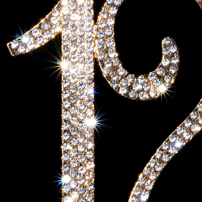 Scotamalone 12 cake topper Premium Bling Rhinestone Diamond Gems for Birthday or Anniversary Party Decoration Ideas