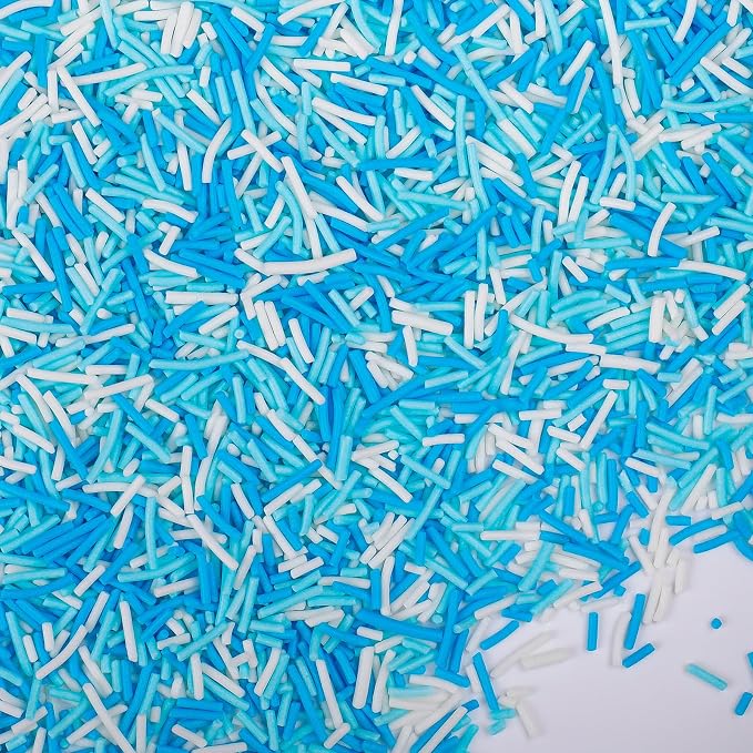 Frozen Winter Jimmies Sprinkles - Blue White Jimmies Mix for Cake Decorating, Edible Cookie Cupcake Decorations for Ice Princess Themed Baking & Holiday Party Treats