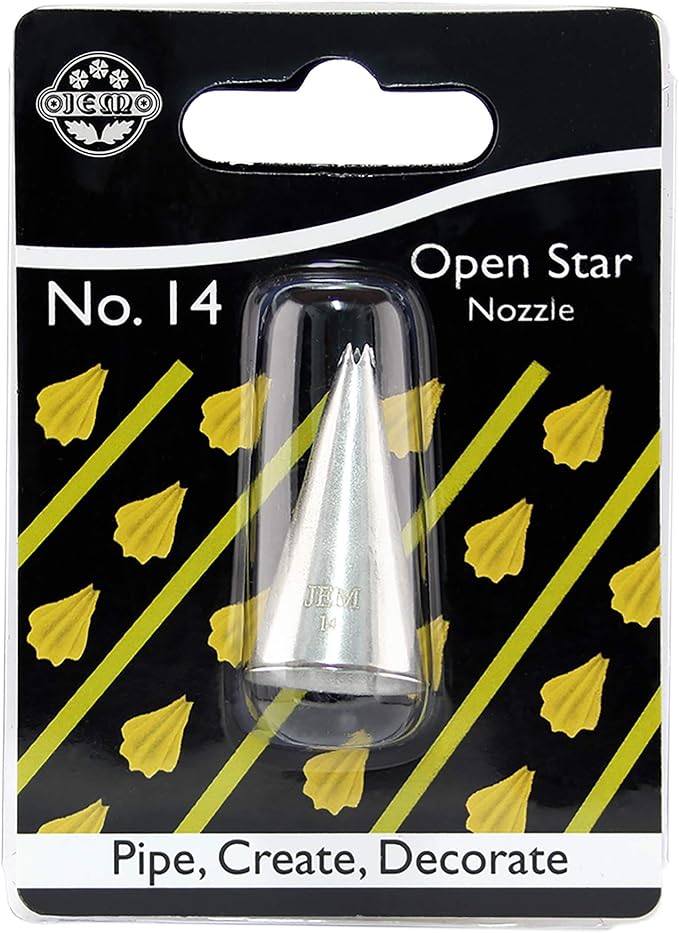Jem Enterprises Open Star Piping Nozzle Cake Decorating Tip #14, Standard, Silver