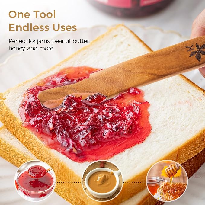 Spurtle for Sourdough Starter, Danish Dough Whisk and Jar Spatula, Solid Teak Wood for Mixing, Scraping Jars and Bread Making Tools, Wooden Kitchen Utensils for Non-Stick Cookware (2) (1 Pcs spurtle)