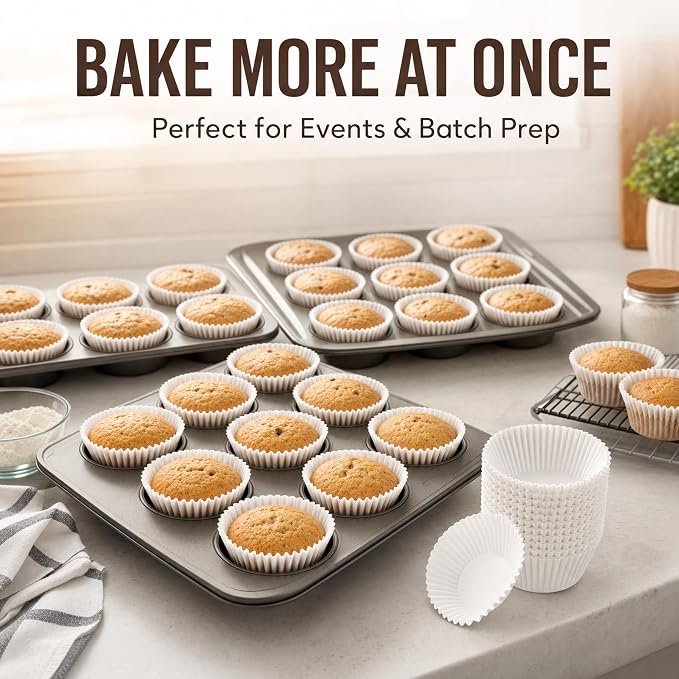 Green Direct Cupcake Liners - Standard Size Cupcake Wrappers to use for Pans or carrier or on stand - White Paper Baking Cups Pack of 500