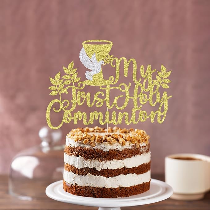My First Holy Communion Cake Topper-Suitable for Ramadan, Baptism, Religious Baptism,Baby Shower 1st Birthday, God Bless, Communion Party, Wedding Party Decorations supplies