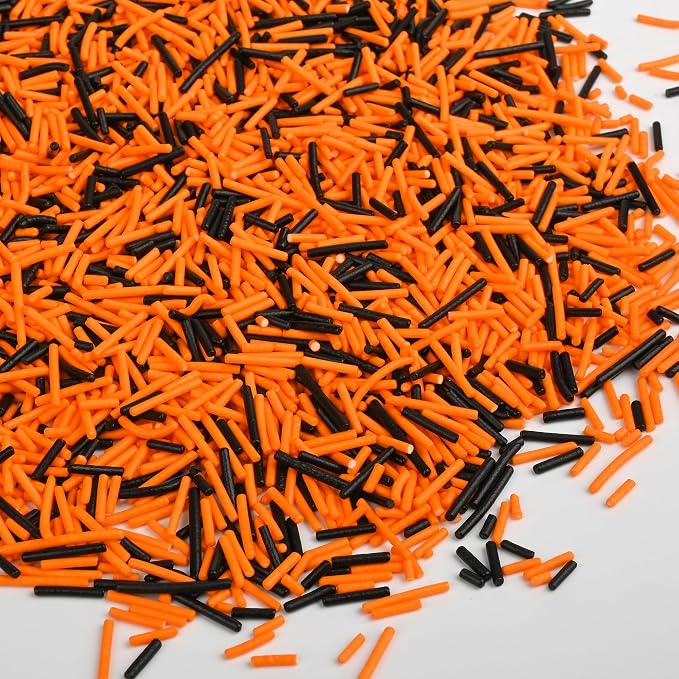 Jimmies Sprinkles for Cake Decorating, Black & Orange Sprinkles Perfect for Cupcake Toppers Wedding Party Valentines Halloween Christmas Supplies 4.23 Ounce