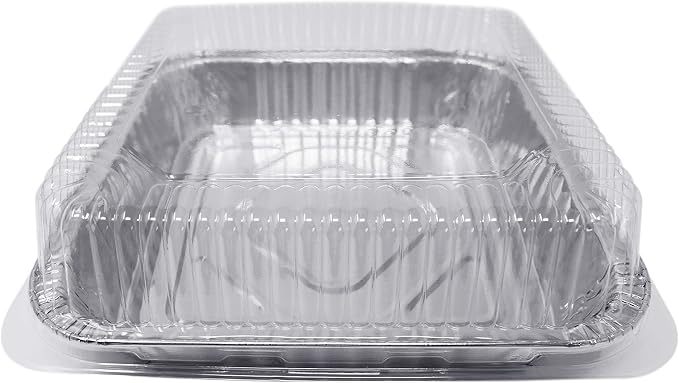 Fig & Leaf (35 Pack) 8” x 8” Square Baking Cake Pans with Plastic Dome Lids | Heavy Duty l Disposable Aluminum Foil Tins l Portable Food Containers l Perfect for Roasting Oven Toaster Cooking