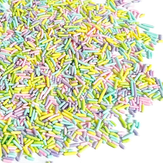 Homipooty Easter Jimmies Sprinkles Edible Pastel Pink, Purple, Blue, Green, Yellow Soft Jimmies for Cake Decorating 78g/2.75oz Cookie Cupcake Topper Ice Cream