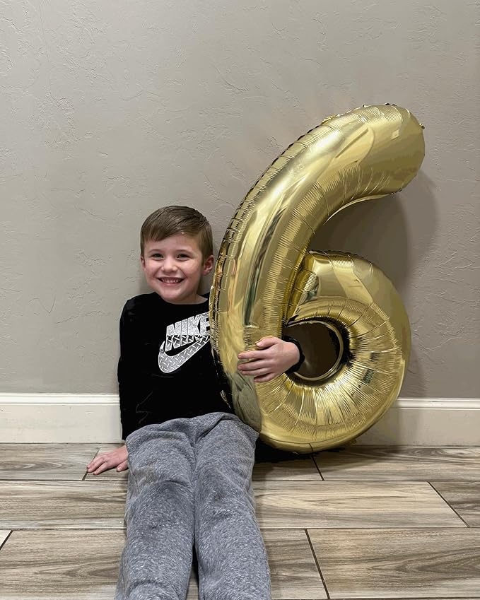 Light Gold Number 5 Balloon 40 Inch, 5th Birthday Party Decorations for Children, Giant 5 Foil Balloon for Party Supplies