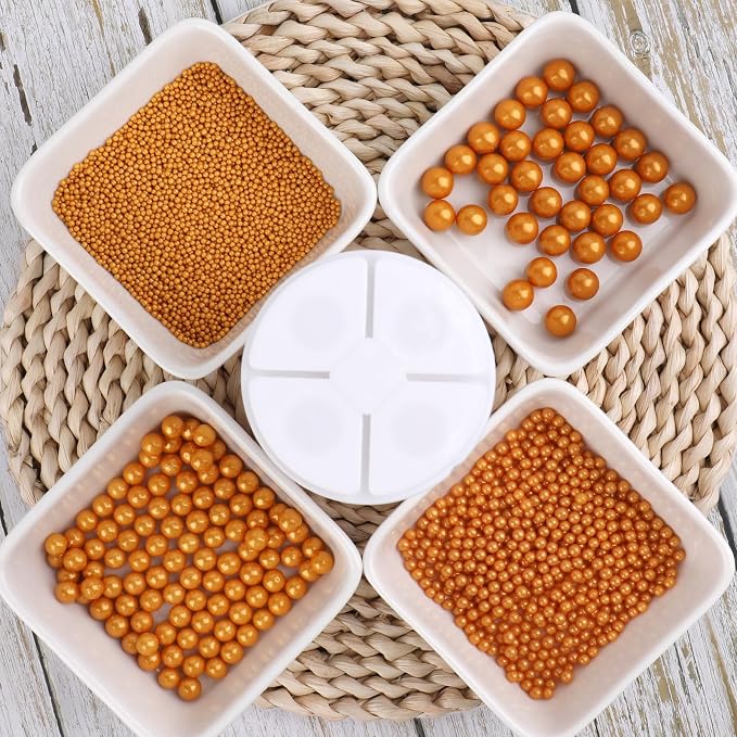 Sprinkles for Cake Decorating, 7.8oz Yellow Pearl Sprinkles 4 Sizes Mix for Cake Cupcake Cookie Baking Donuts Ice Cream Toppings