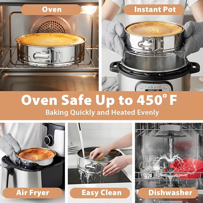 Stainless Steel Springform Pan 9 Inch Nonstick, Leakproof Spring Form Pan for Cheesecake, Cheesecake Pan with Protector, Cheese Cake Pans for Baking, 9 Inch Springform Pan with 50Pcs Parchment Paper