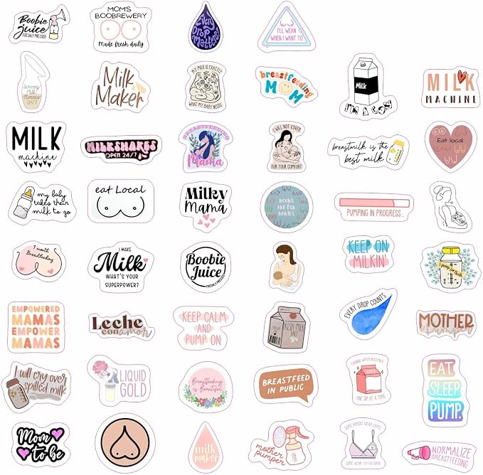 BulbaCraft Funny Breastfeeding and Pregnancy Stickers for Scrapbooking, Planner - Waterproof Vinyl Breastfeeding Mom Decals Laptop Decals, Gifts for Women & Men