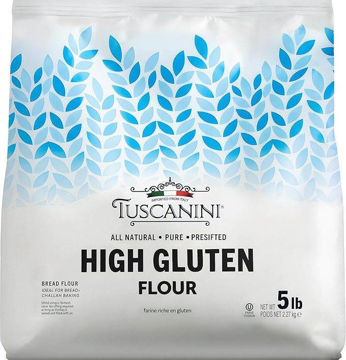 Tuscanini Italian High Gluten Flour, Premium Bread Flour, 5 lb (2.27 kg) | Ideal for Bread, Challah & Pizza Dough | Insect Free | All Natural, Pure, Presifted | Kosher