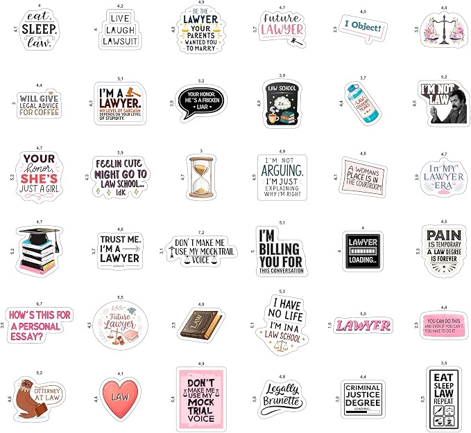 100Pcs Law Stickers for Laptop, Planner, Lawyer Stickers - Law Gifts - Lawyer Party Decorations - Gift for Women & Men