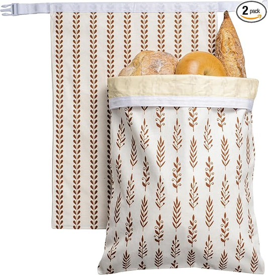 Sourdough Bread Bags, Bread Bags for Homemade Bread, 2 Pack Beeswax Bread Bag, Natural Cotton Sourdough Bags