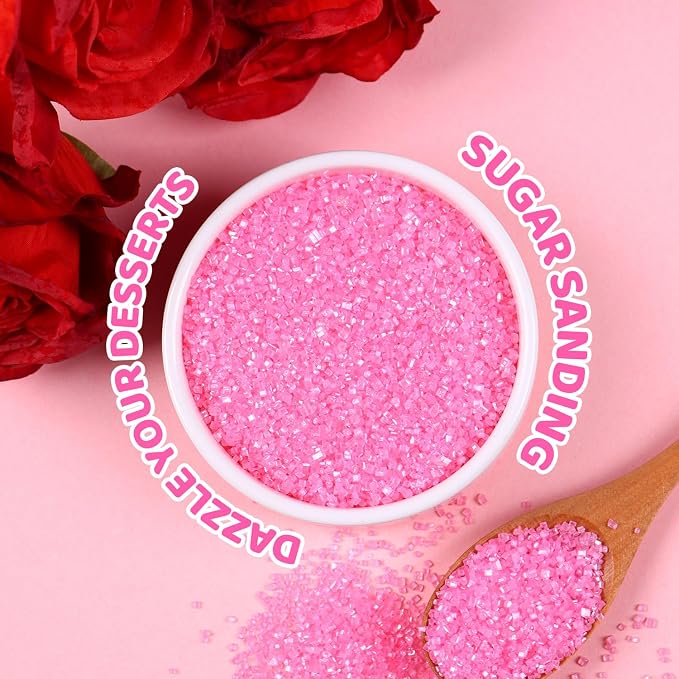 Pink Sprinkles for Cake Decorating, 4.02oz Pink Sanding Sugar Sprinkles, Edible Glitter Sprinkles for Cupcake Toppers Baking Drinks Cookie Ice Cream Dount Chocolate