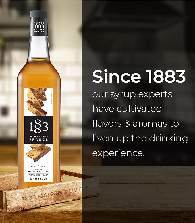 1883 Gingerbread Syrup for Drinks, Made in France, 1 Liter Glass Bottle