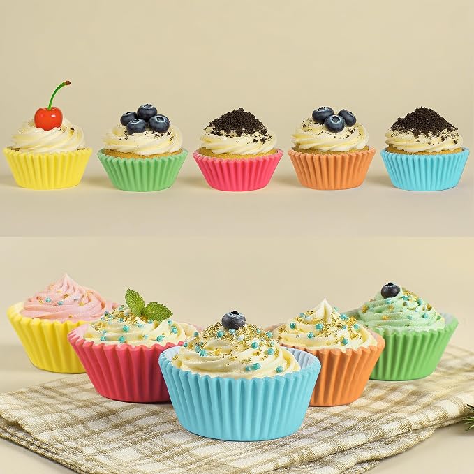 1000 Count Rainbow Paper Cupcake Liners, Standard Cupcake Liners for Baking, Natural, Food-grade Cupcake Wrapper, Greaseproof Parchment Muffin Liners (Rainbow, 1.4 Inch)