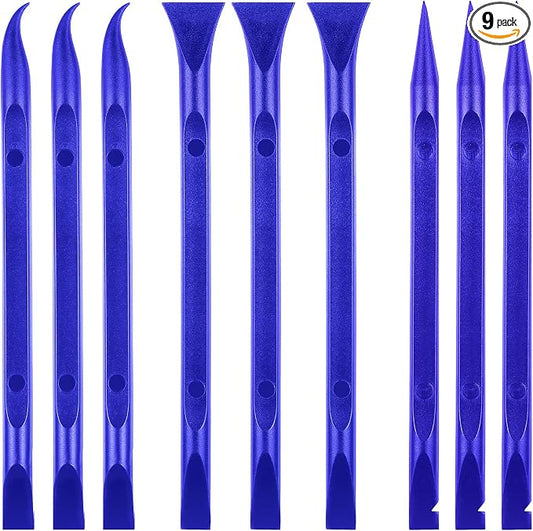 9 Pieces Plastic Scraper Tool Scratch Free Crevice Cleaning Sticker Remover Tool Multipurpose Non Scratch Scrapers for Tight Spaces, Kitchen, Crevices, Auto Detailing, Paint