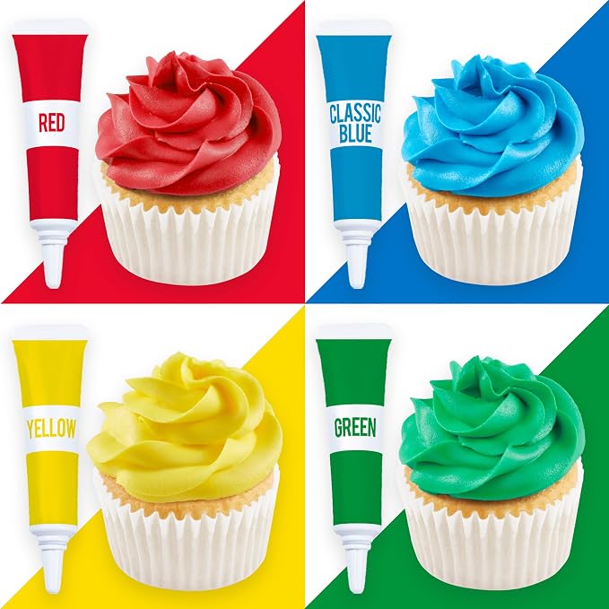 Cake Mate 3 Pack Gel Food Coloring Set – Blue, Red, Green, Yellow (0.67 oz per Gel Tube) – Perfect for Cookie, Cake, Cupcake & Dessert Decorating, Total 8.1oz