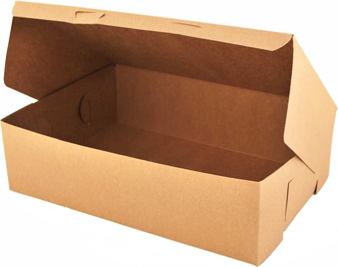 SCT Kraft Bakery Box (100 Pack), 14x10x4, Kraft Bakery Box for Wedding and Birthday Cakes, 14 inch Cake Box, Bakery Pastry and Cake Packaging, Disposable, 1025K