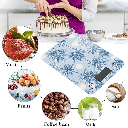 Food Scale Kitchen Scale Food Weight Scales Digital Weight Grams and Ounces Small Electronic Food Scale for Baking Cooking Light Blue Palm Trees and Sun