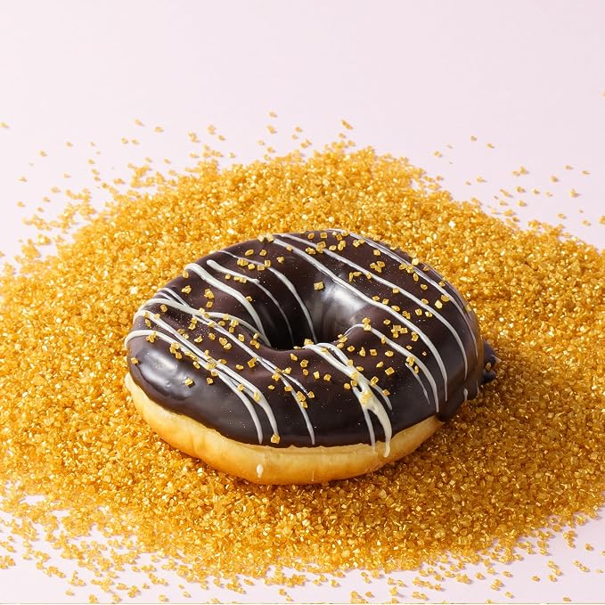 Sujoygar Gold Sanding Sugar Sprinkles, 5oz Edible Gold Sugar Crystals for Cocktails, Cake Sprinkles for Chocolate Ice Cream Toppings Cupcake Decoration Wedding Party Cookies Baking Dessert Food Supplies