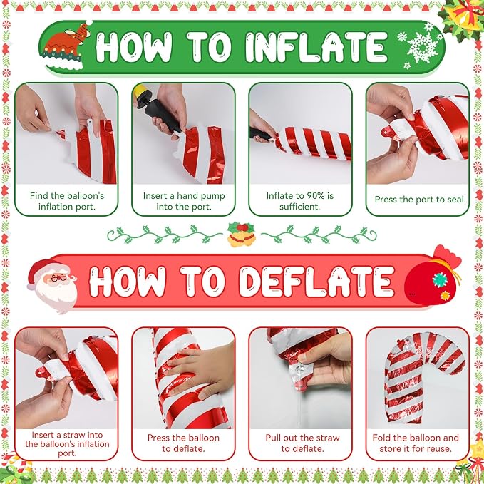 FunHot Christmas Balloon Arch Kit, Xmas Fruit Green Pink Balloon Garland, Hot Pink Red Metallic Green Latex Balloons with Candy Cane Santa Claus Windmill Foil Balloons for Christmas Party Decorations