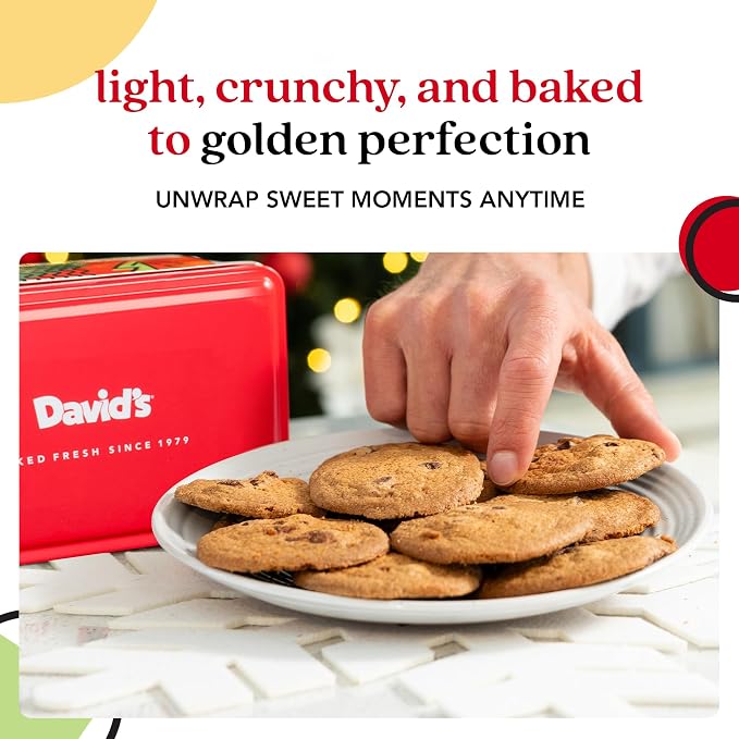 David's Cookies Freshly Baked Cookies Assortment - Delicious Handmade Soft Variety - Exquisite Gourmet Gift for Friends & Family on Special Occasions - Thin & Crispy Cookies in Mini Sweet Sampler Tin