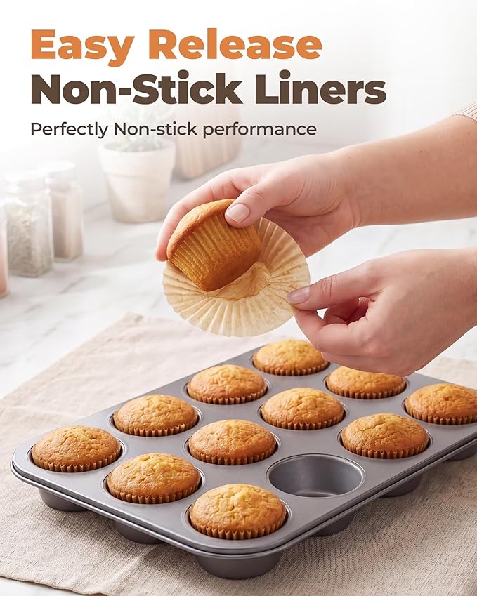 Bake Choice Non-stick 200pcs Standard Cupcake Liners for Baking, Natural, Food-grade Cupcake Wrapper, Greaseproof Parchment Muffin Liners