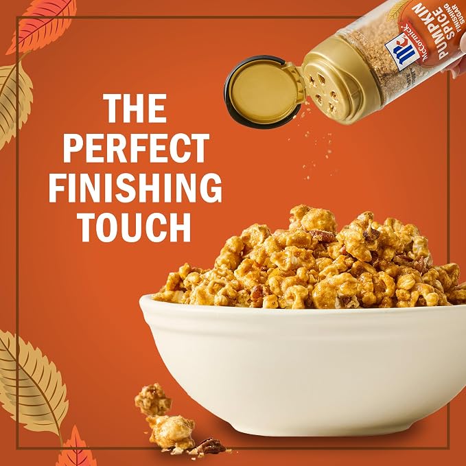 McCormick Finishing Sugar, Pumpkin Spice, Limited Edition, Sweet Blend of Warm Pumpkin Spices, The Perfect Finish for Cookies, Muffins, Pancakes, Bread, and More, 3.66 oz (Pack of 2)