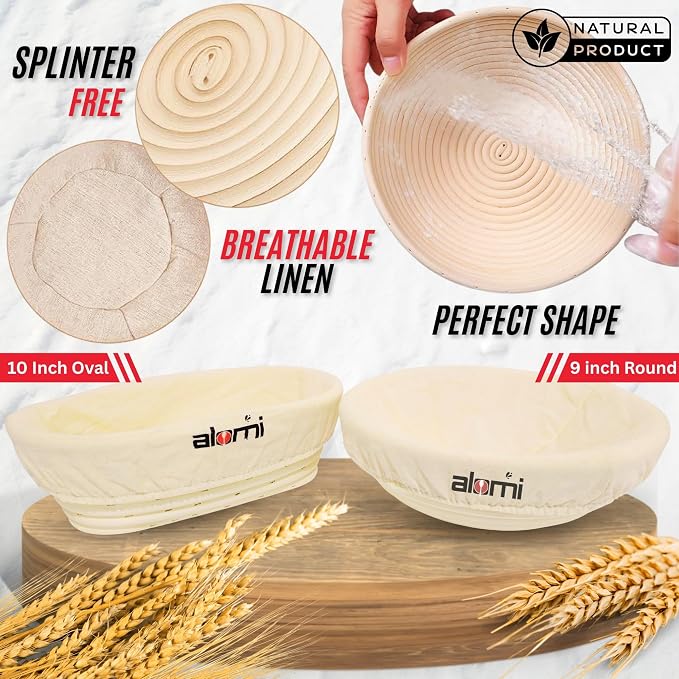 Sourdough Starter Kit for Beginners, Complete Bread Making Kit with Banneton Proofing Baskets, Glass Starter Jar, Scoring Lame & Tools, Easy Homemade Artisan Bread Baking Set