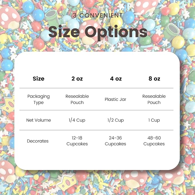 Sprinkle Pop Gamer Sprinkle Mix| Red Green Blue Yellow Sprinkles with ~20 Italian Plumber Pipes Crowns & Mushrooms| It's Me Sprinkles Made in USA for Decorating Boys Girls Birthday Cakes Cupcakes, 4oz
