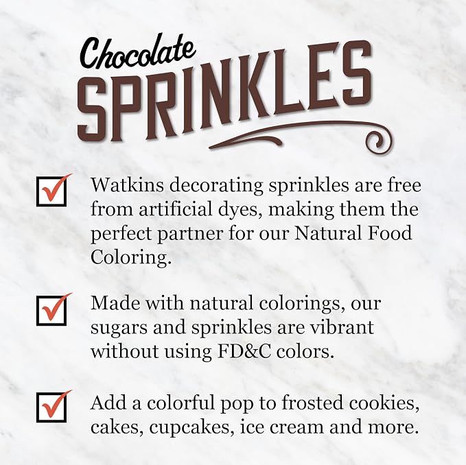 Watkins Chocolate Decorating Sprinkles, No Artificial Dyes, Kosher, 3.5 Ounce, 2-Pack