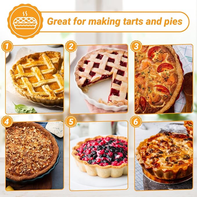 Beasea Tart Pan 10 Inch Removable Bottom, 2pcs 10 Inch Round Non Stick Pie Pans Carbon Steel Loose Base Bottom Tart Quiche Pie Tart Pans for Baking Fruit Cheese Tart Pie Desserts