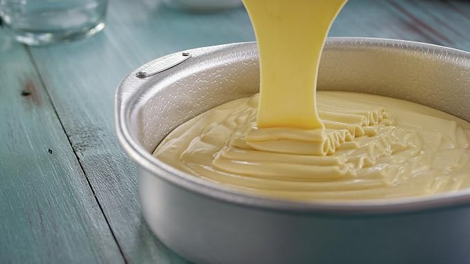 Doughmakers 9" Round Cake Commercial Grade Aluminum Bake Pan, Silver | Pattened Pebble Pattern is Naturally Non-Stick & Evenly Bakes | Perfect For Baking Cakes & Brownies | Makes 9" Circular Cakes