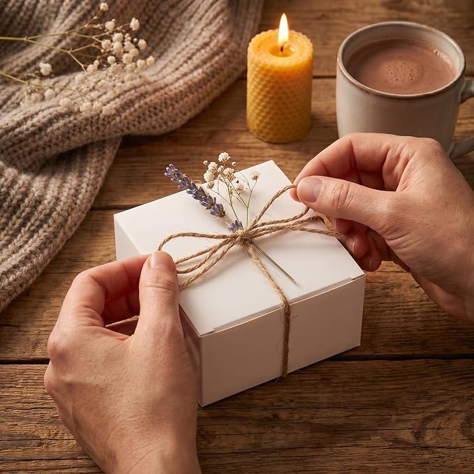 Sunnda 40 Pack 4x4x2 White Small Gift Boxes - Food Grade Cardboard Treat Boxes for Candy, Fudge, Cookies - Small Square Boxes for Ornaments, Jewelry Trinkets, Party Favors, Small Business Packaging