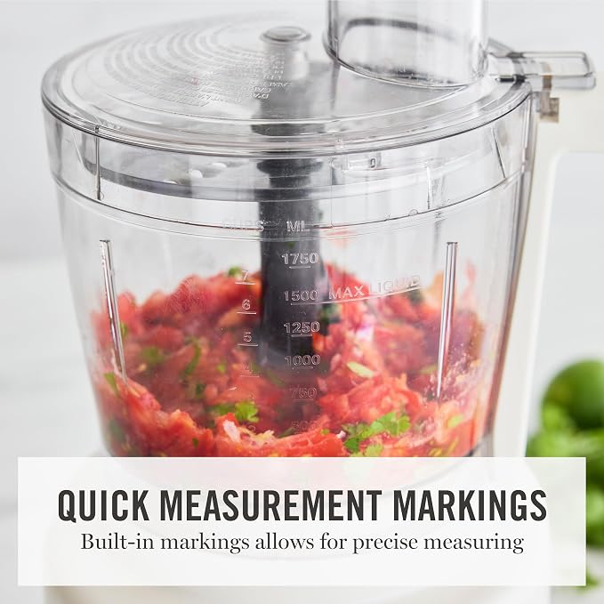 Martha Stewart Food Processor, 10-Cup Electric Chopper for Slicing, Shredding, Mincing and Puree, BPA-Free Twist & Lock Bowl, 3 Multipurpose Blades, Variable Speed Dial, Wide Feed Chute, Indigo Blue