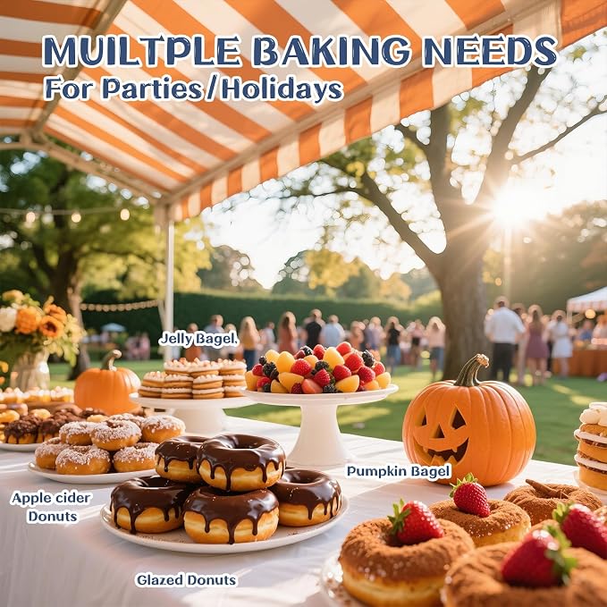 Silicone Donut Pan Baking: 3.5 Inch Doughnut Pans with Metal Frame -Nonstick Silicone Donut Molds for Baking Gluten Free Glazed Vegan Protein Donuts Bagel - for Oven Kitchen - Home Bakers