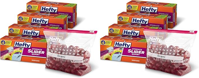 Hefty Slider Calendar Storage Bags,Quart Size,320 Total,40 Count (Pack of 8)