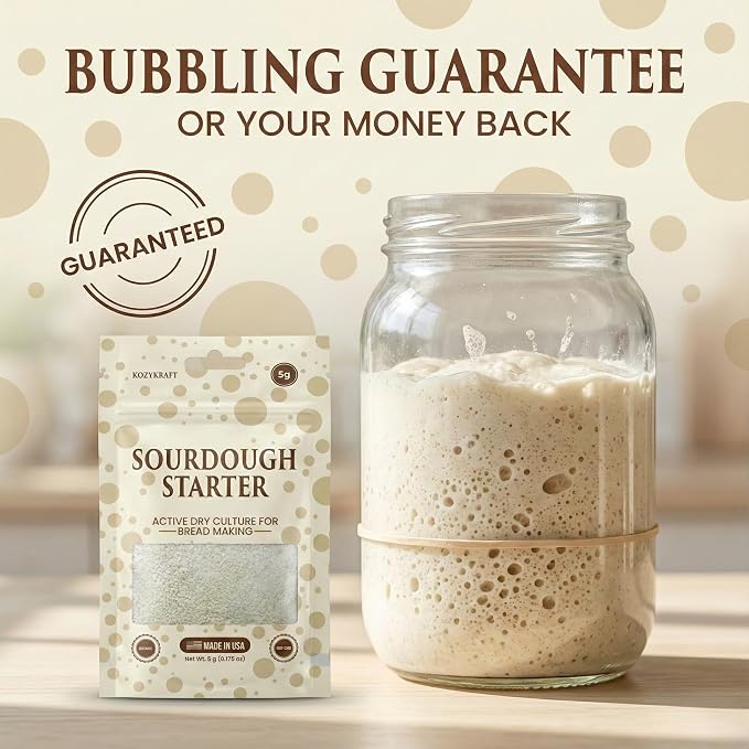 Sourdough Starter Culture – Dehydrated Wild Dry Yeast for Baking Homemade Artisan Bread – Organic, Non-GMO, Fresh, Long-Lasting & Beginner-Friendly (20 Grams)