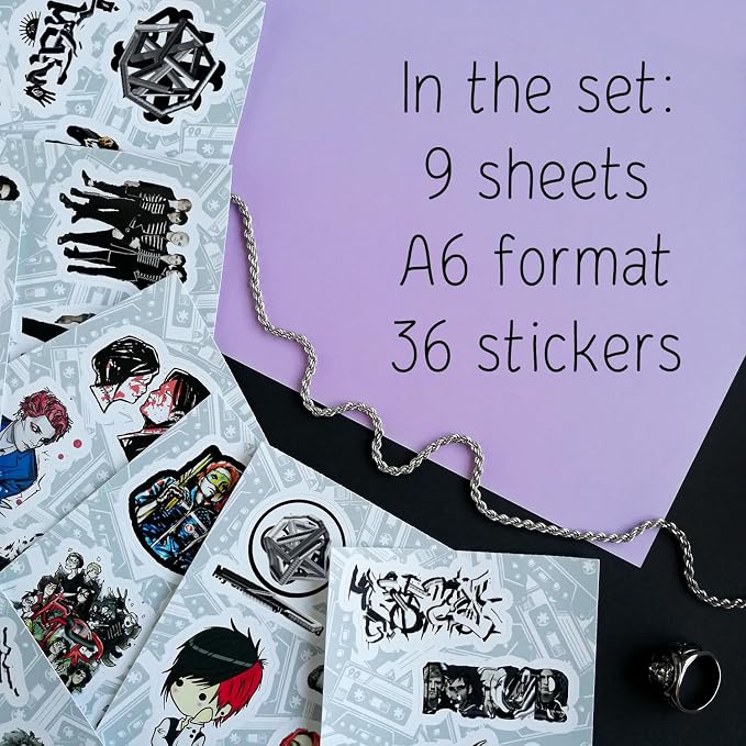 36 Pieces Rock Band Stickers for Adults, Rockabilly Band Decals, Rock Music Decals for Adults Waterproof Guitar Laptop, Punk Gifts for Women & Men