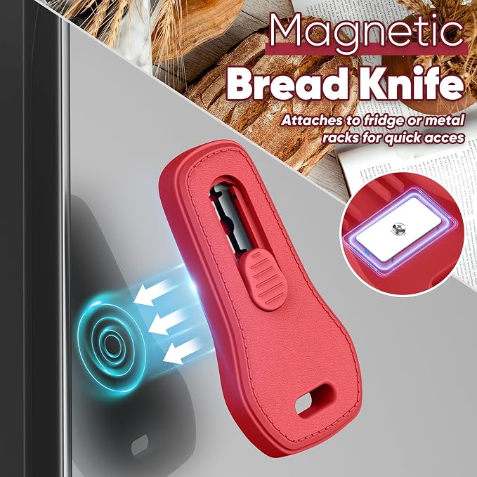 24SHEN Bread Lame, Sourdough Scoring Tool with Extractable & Magnetic, Sour Dough Tools Sourdough Cutter for Homemade Bread Making, Scoring Knife Include 5 Razor Blades-Red