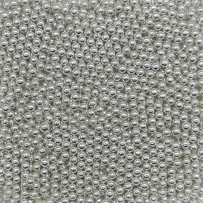 Dynastang 4mm Silver Pearls Sprinkles Edible Pearls Cake Decorating Stars Cake Decorations Cupcake Toppers Cookie Decorating Perfect for Cakes, Cupcakes, Desserts Toppings 3OZ