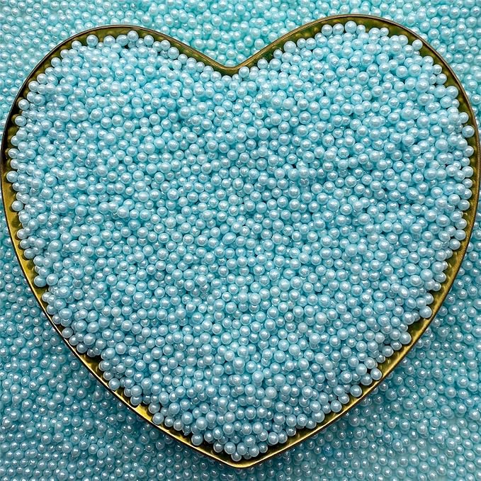 CandiJumpin 2mm Edible Light Blue Pearls, Baby Blue Nonpareils Sprinkles Small Pearl Sprinkles for Cake Decorating Mini Sugar Pearls for Baking Baby Shower Party Wedding Christmas Supplies 3 OZ