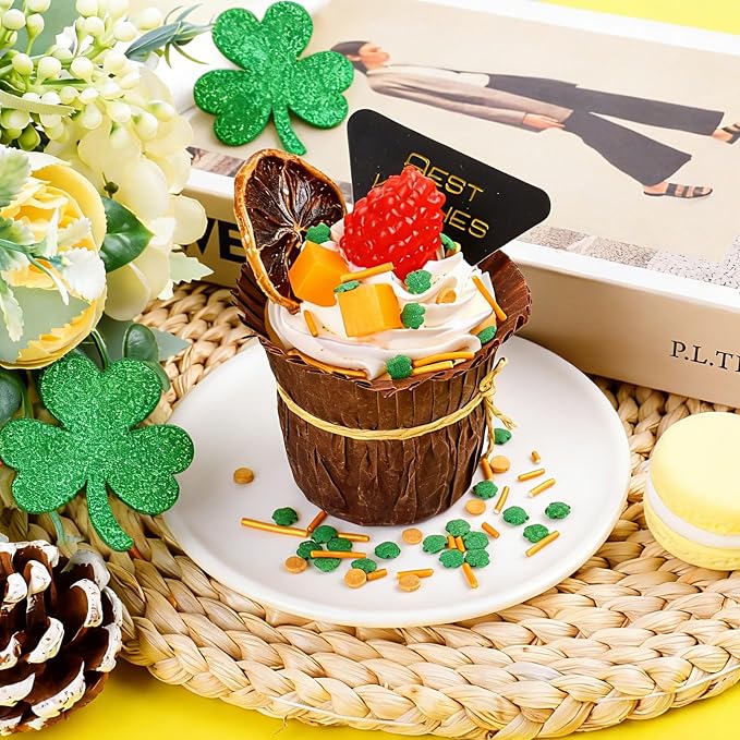 St Patricks Day Sprinkles, 4.3oz Edible Green Shamrock Sprinkles Mix Jimmies Confetti for Baking Cupcakes Cookies Dessert