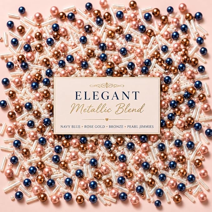 Confect Love Disco Balls Confectionery Sprinkles, Blue Yellow Gold White Mix, Decorative Candy Pearls | Vegan, Gluten-Free, Soy-Free, Dairy-Free, Palm Oil-Free – 4.2 Oz