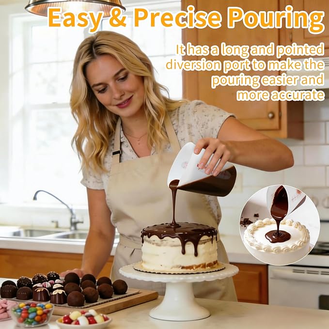 Food-Grade Silicone Cups for Melting Chocolate, 3Pcs BPA Free Silicone Measuring Cups with 1/2Cup/1Cup/2Cup Capacity, Reusable Baking Supplies for DIY Chocolate Molds