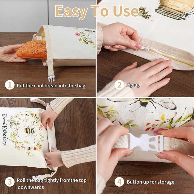 lorine Beeswax Bread Bags for Homemade Bread & Sourdough –17"×13" 2PC XL Eco-Friendly, Natural Food-Safe Storage Bag to Sourdough Bags with Sealing Zip to Keep