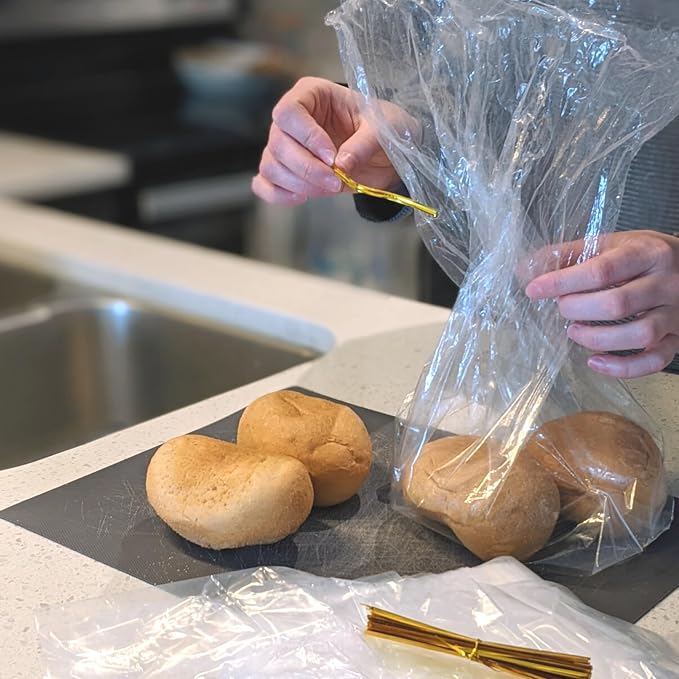 Reusable Plastic Bread Bags for Homemade Bread - 50 Pack Clear Bag with Ties For An Airtight Moisture-free Preservation and Storage - Loaf For Home Bakers and Bakery Owners