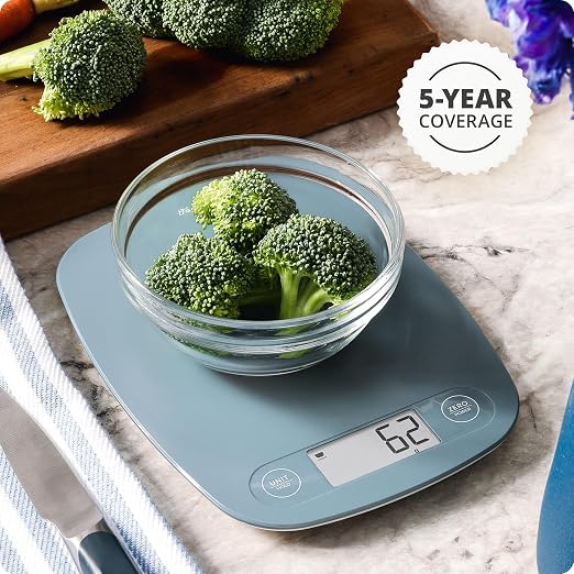 Greater Goods Food Scale – Digital Kitchen Scale, 1g Precision, Easy-Tare & Quick Conversion, Slim Compact Design, Durable & Portable | Ideal for Cooking, Baking & Meal Prep (Stone Blue)