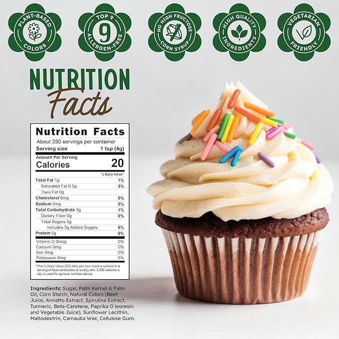 Snackathon Natural Sprinkles for Baking & Decorating, Dye-Free Rainbow Sprinkles, 2.2 LB Bulk Jimmies in Resealable Pouch - Naturally Colored, No Artificial Dyes or Flavors for Cupcakes, Cookies & Treats
