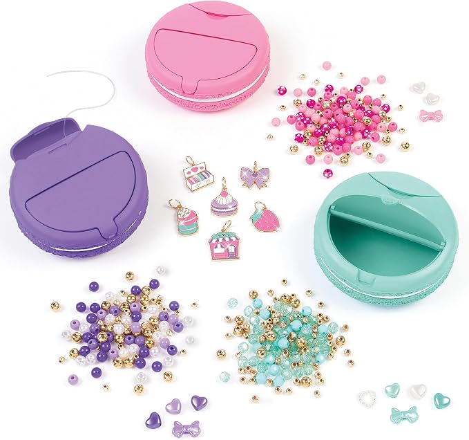 Make It Real: Macaron Bracelet Maker - 395pc, DIY Jewelry Craft Kit, Design & Make 12 Dazzling Bracelets, Dessert-Themed Beads & Charms, Girls-Kids 8+